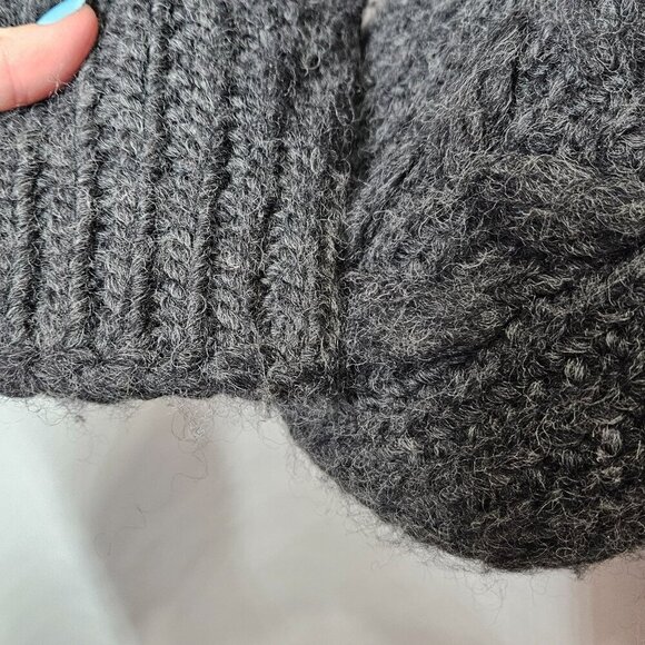 Woolrich‎ Womens Onyx Heather Wool Lambswool Cable Knit Sweater Jacket L Cabin - Picture 9 of 13